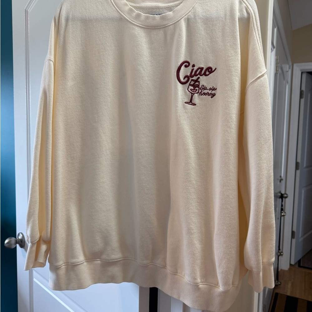 Old Navy SoComfy Cream Sweatshirt Sip Sip Hooray